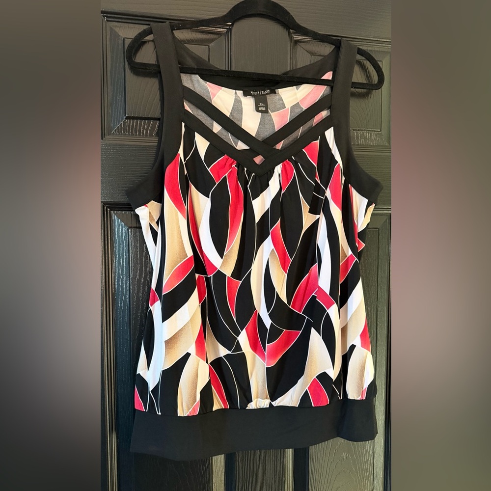 White House Black Market Multicolor Abstract Blouse